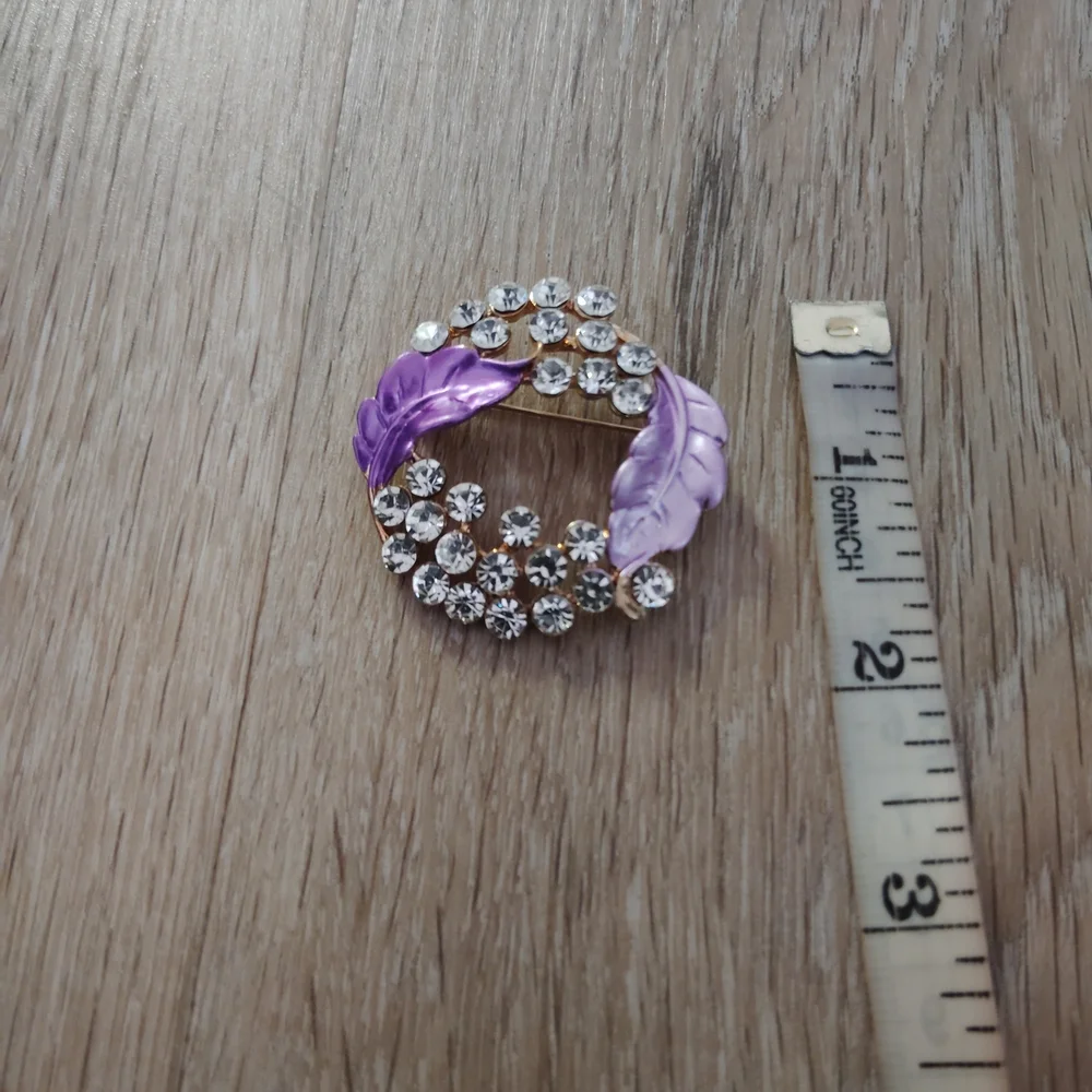 Elegant Purple and Silver Brooch Pin